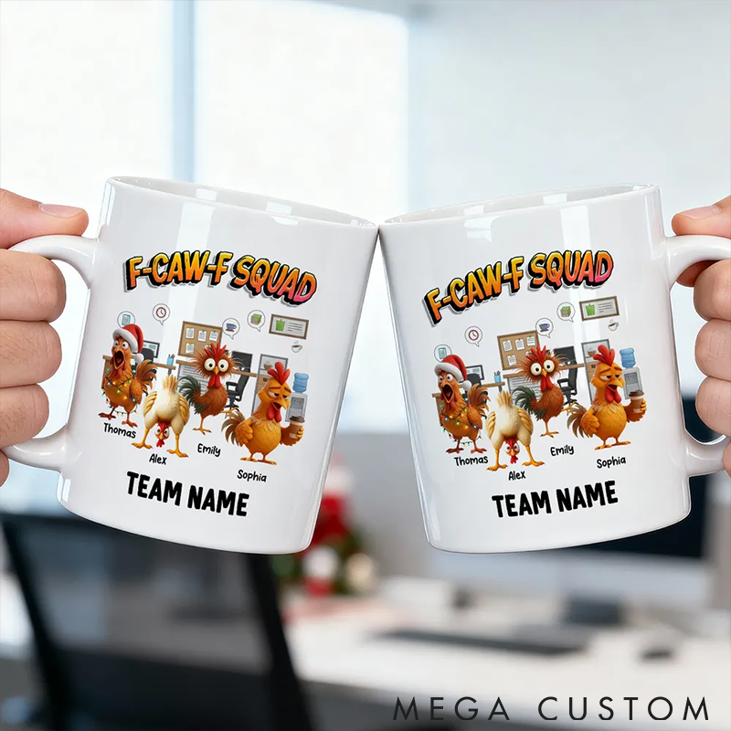 Personalized Pet Lover F Caw F Squad Funny Chicken Staff Mugs