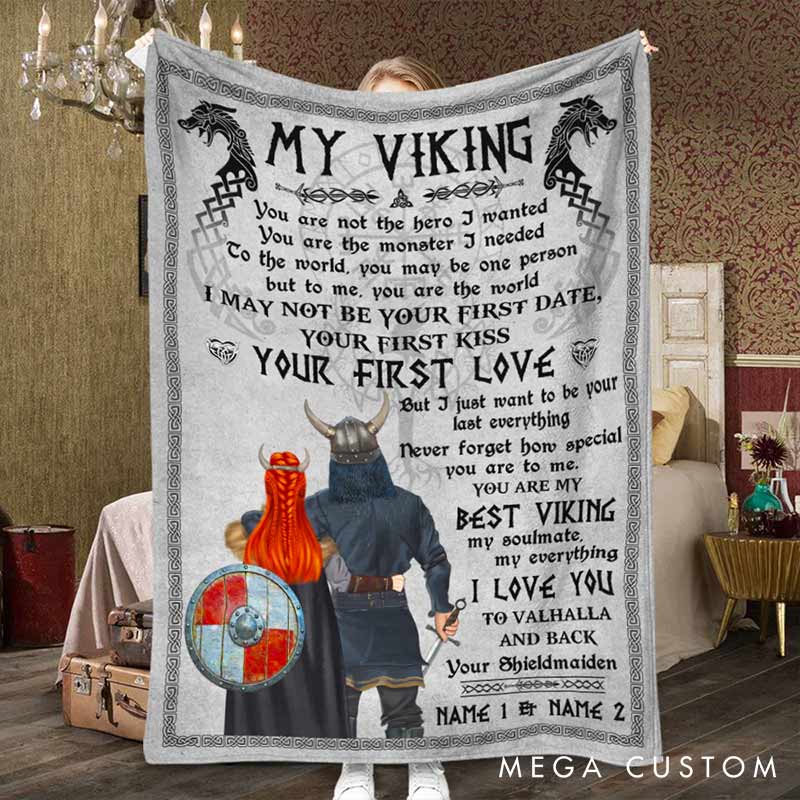 Personalized You Are My Best Viking Blanket Custom Names Viking Couple Gifts for Couple for Wife Husband Valentine's Gifts for Girlfriend boyfriend