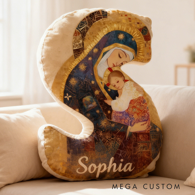 Personalized Our Lady of Guadalupe Baby Jesus Letter Pillow with Custom Name Religious Home Decor Catholic Gift for Her Graphic 3D Print Pillow