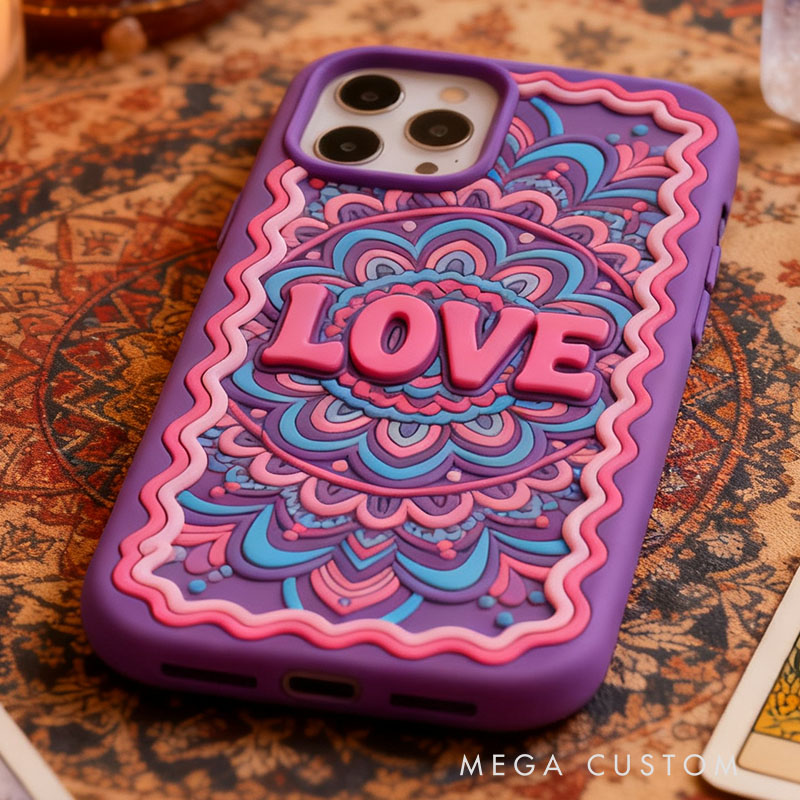 Hippie 3D for iPhone 17 16 15 14 13 Pro Max Silicone Phone Case Cover Purple