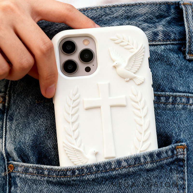 Cross 3D for iPhone 17 16 15 14 13 Pro Max Silicone Phone Case Cover Blue