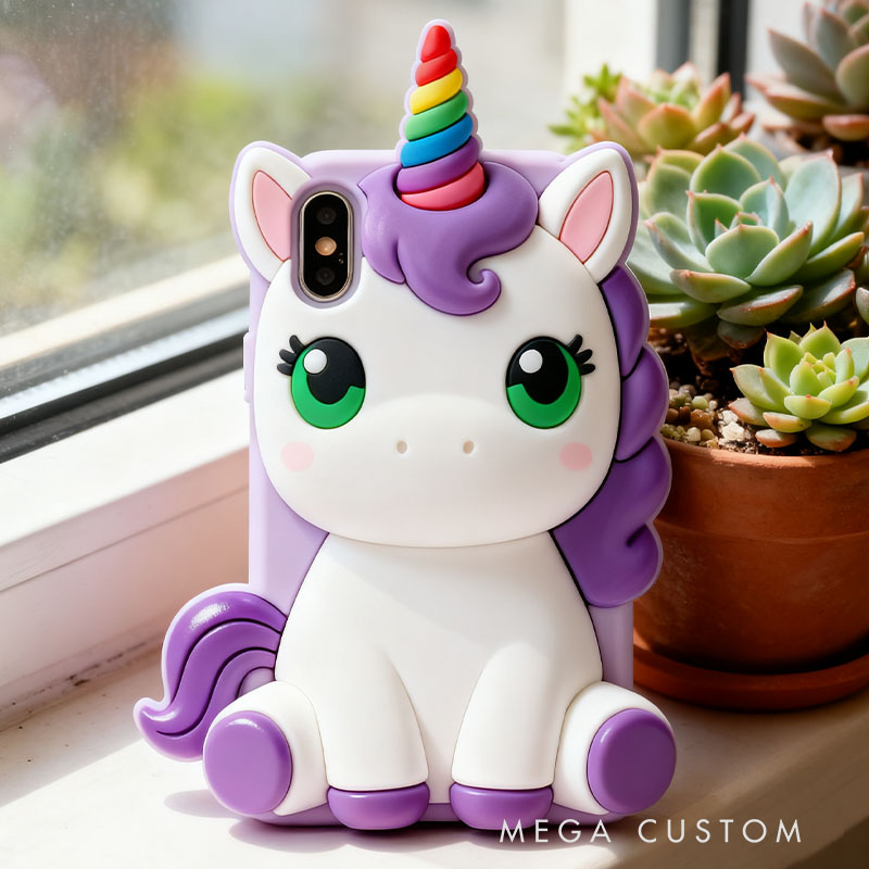 Purple Dream Horse 3D for iPhone 17 16 15 14 13 Pro Max Silicone Phone Case Cover