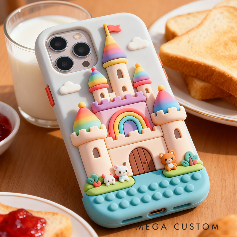 Cartoon Castle 3D for iPhone 17 16 15 14 13 Pro Max Silicone Phone Case Cover