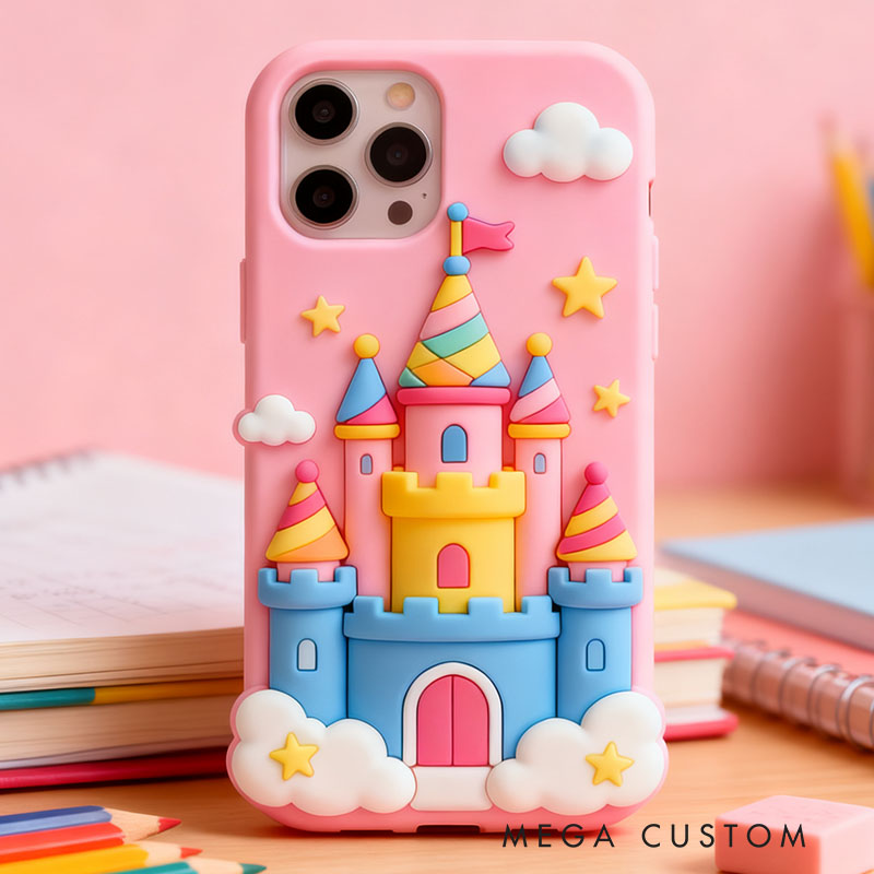 Cartoon Castle 3D for iPhone 17 16 15 14 13 Pro Max Silicone Phone Case Cover