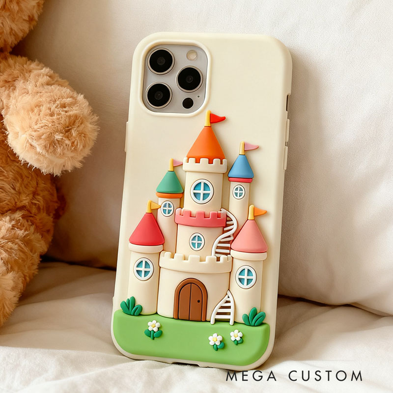 Cartoon Castle 3D for iPhone 17 16 15 14 13 Pro Max Silicone Phone Case Cover