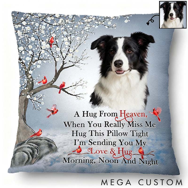 Personalized Pet Lover Custom Photo Custom Photo A Hug From Heaven Throw Pillows