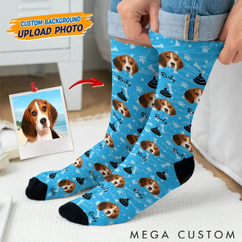 Personalized Pet Lover Custom Photo Dog Comfortable Mid-Calf Socks