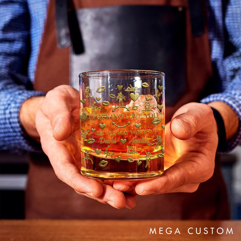 Personalized Couple Whiskey Glass I F*cking Love You Love Position Whiskey Glass Custom Valentine Whiskey Glass for Husband Boyfriend