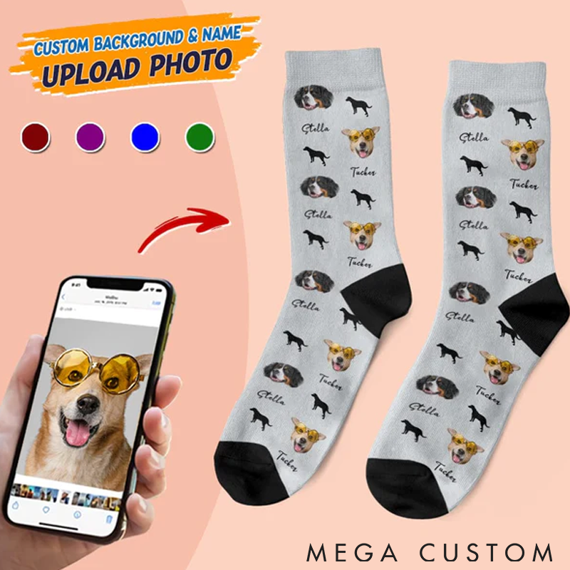 Personalized Pet Lover Custom Pet Photo Icons Comfortable Mid-Calf Socks