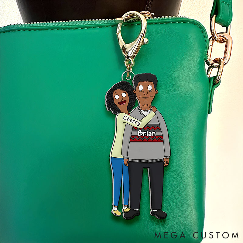 Personalized Couple Valentine Keychain Custom Cartoon Style Acrylic Keychain for Couple Anniversary Gift for Wife Husband Boyfriend Girlfriend