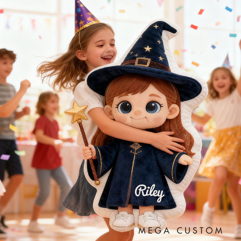 Personalized Graphic 3D Print Little Magician Pillow with Your Name Soft Stuffed Toy for Kids Unique Decorative Cushion for Girls' Room