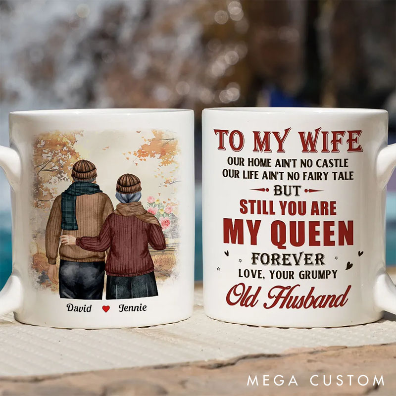 Personalized Mug for Wife My Queen Forever Custom Coffee Mug for Wife Anniversary Valentine's Cup for Woman Gift from Husband