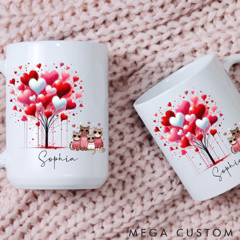 Personalized Cat Lover Custom Name Mug Valentines Day Rugs
