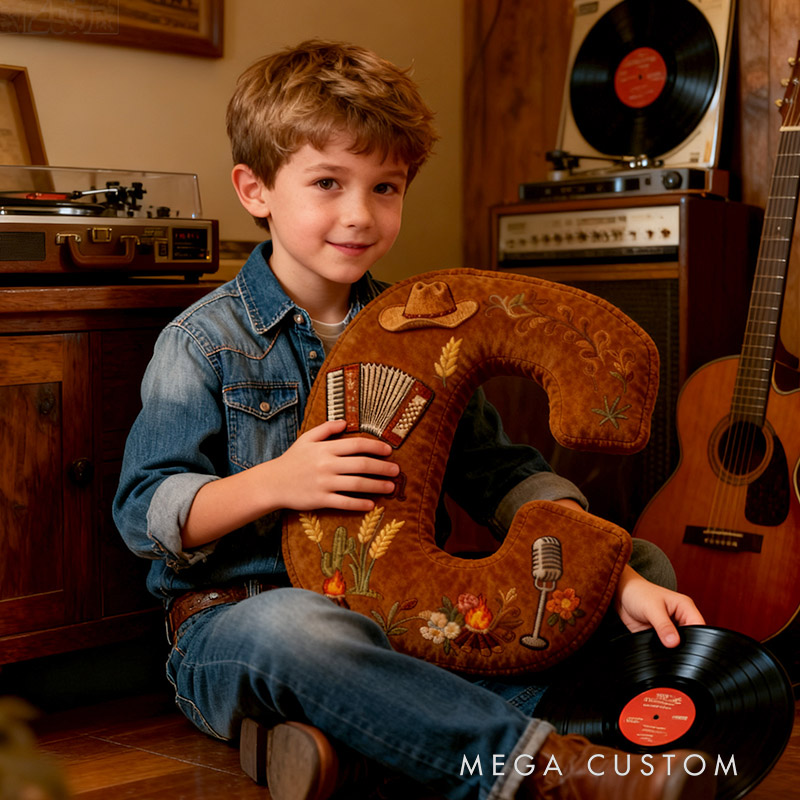 Personalized Graphic 3D Print Cowboy Hat and Guitar Country Music Throw Pillows Customizable with Your Name Perfect Gift for Her or Him for Music Lovers