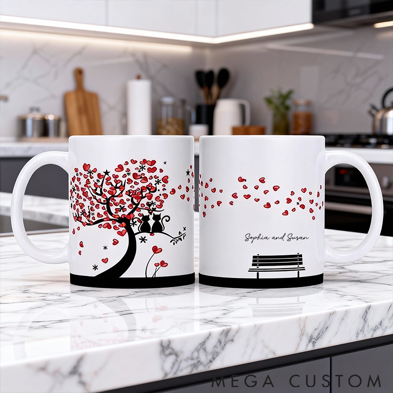 Personalized Cat Lover Cats in Love Scene Sublimation Designs Mugs