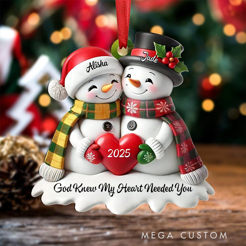 Personalized Snowman God Gave me you Acrylic Christmas Ornament with Name and Text Religious Gift Christmas Tree Decor Christian Gift for Couple