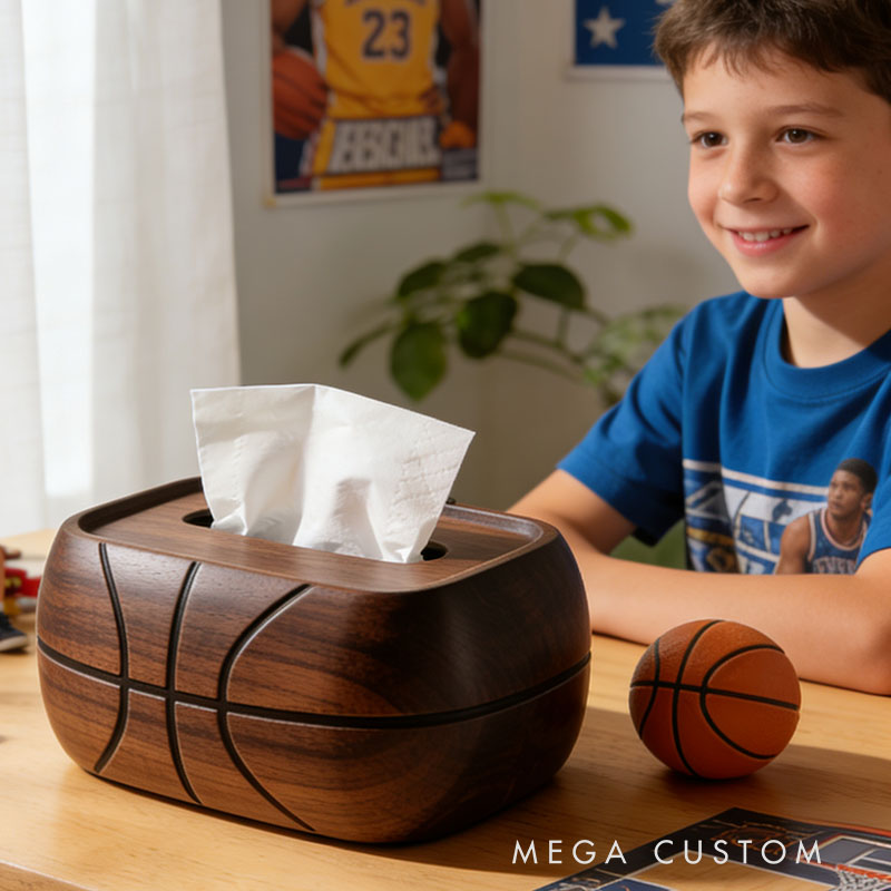 Handmade Wooden Basketball Tissue Box Funny Cartoon Decor