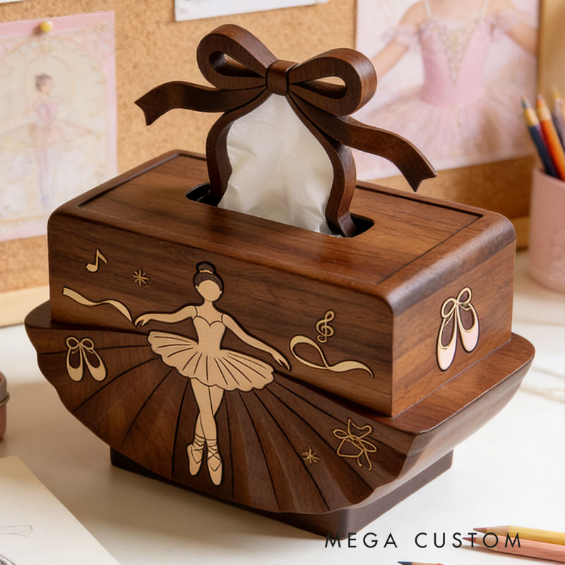Handmade Wooden Ballet Tissue Box Funny Cartoon Decor
