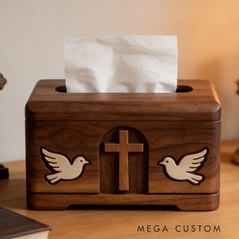 Handmade Wooden Christ Tissue Box Funny Cartoon Decor