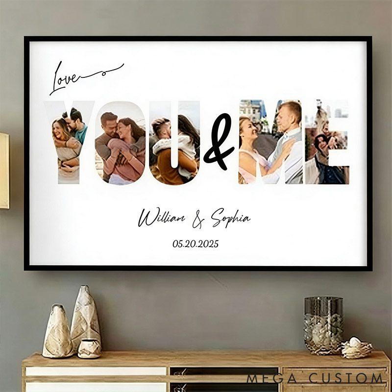Personalized Couple You And Me Poster Custom Photo Names Anniversary Wall Art Valentine's Gift for Him Her Unique Keepsake Gift for Husband Wife