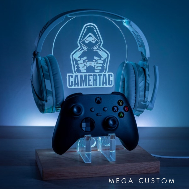 Personalized game stand night light for gamers Personalized Custom Controller LED Lamp -  RGB Gaming Desk Decor Gift