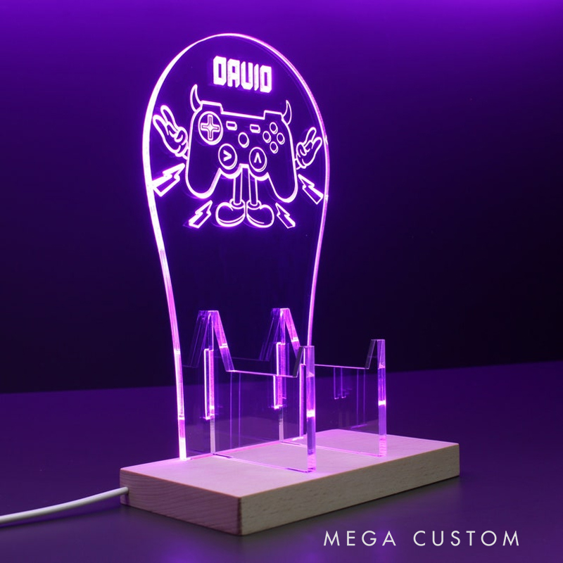 Personalized game stand night light for gamers Personalized Custom Controller LED Lamp -  RGB Gaming Desk Decor Gift