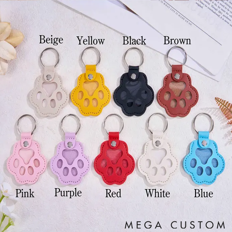 Personalized Pet Lover Custom Leather Paw Keychain with Fur Keychains