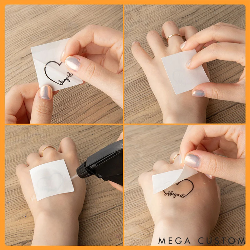 Personalized Couple Hearts Name Temporary Tattoo Custom Bestie Temporary Tattoo Wedding Anniversary Gift Valentines Day Gift for Girlfriend Boyfriend