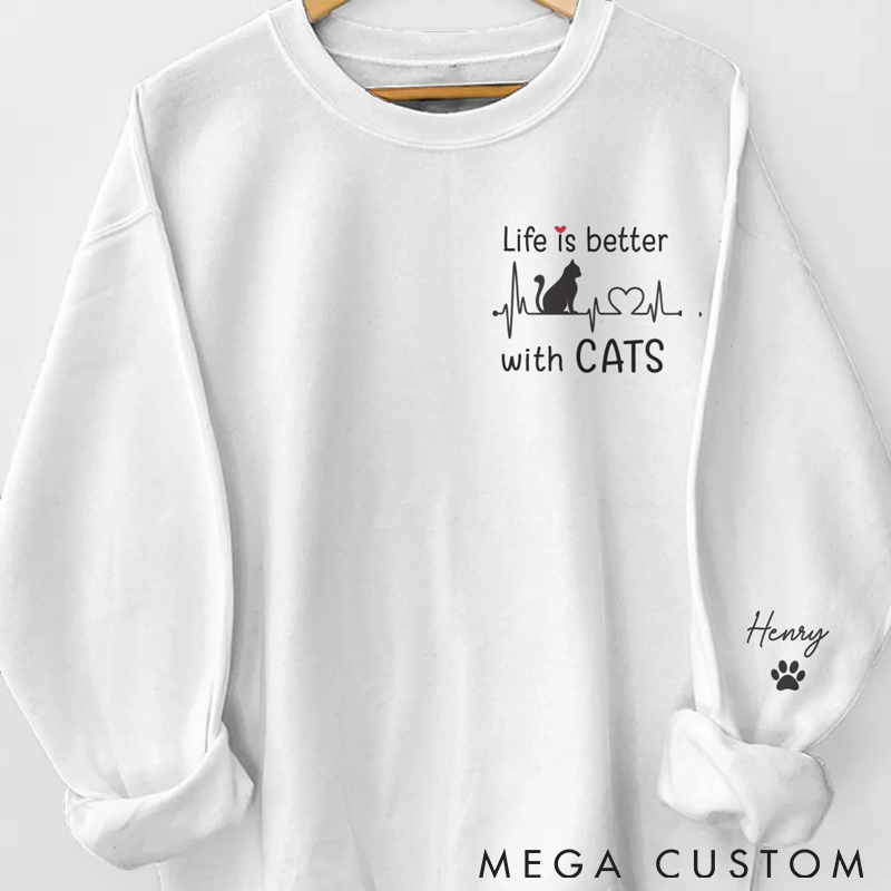 Personalized Cat Lover My Therapist has Whiskers Classic Sweatshirts