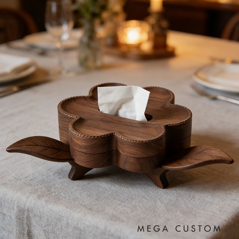 Handmade Wooden Flowers Tissue Box Funny Cartoon Decor