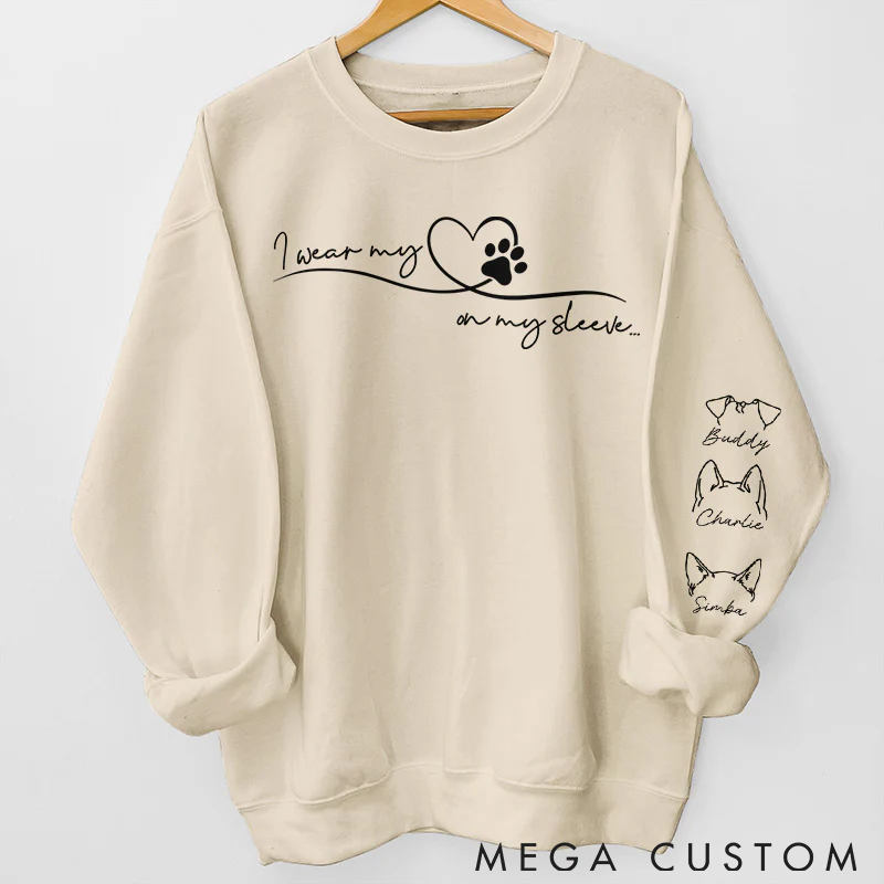 Personalized Pet Lover I Wear My Pets on My Sleeve Classic Sweatshirts