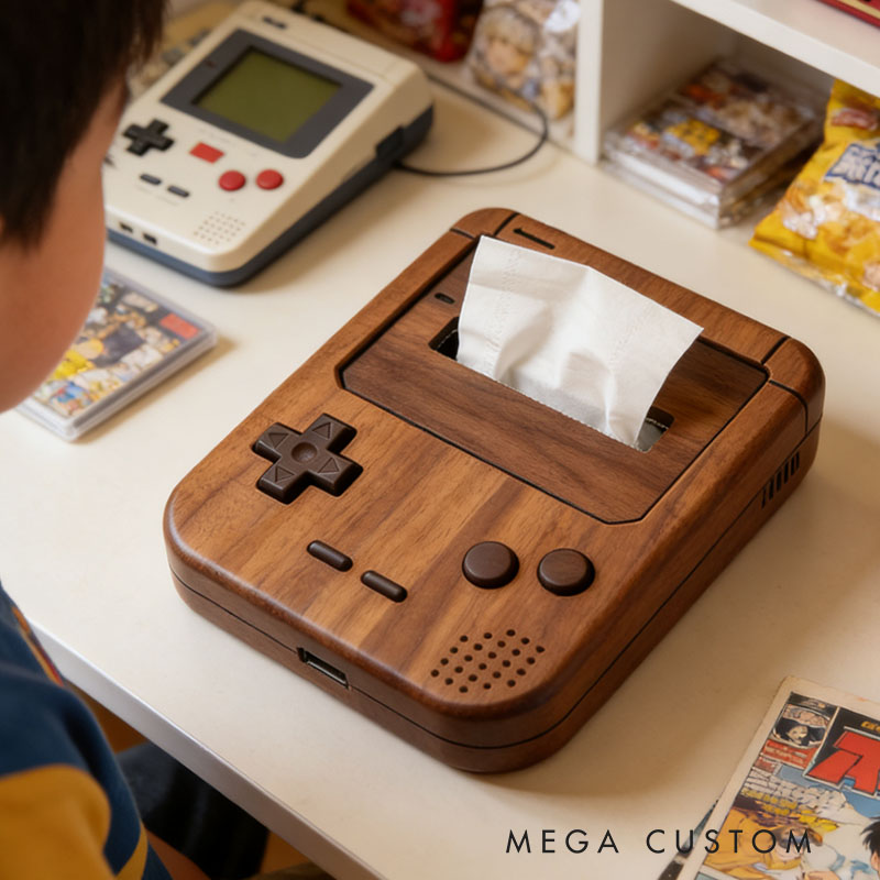Handmade Wooden Game Console Tissue Box Funny Cartoon Decor