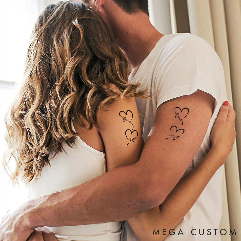 Personalized Girlfriend Boyfriend Name Temporary Tattoo Custom Bestie Heart Temporary Tattoo Couple Anniversary Gift for Him Her Valentines Day Gift