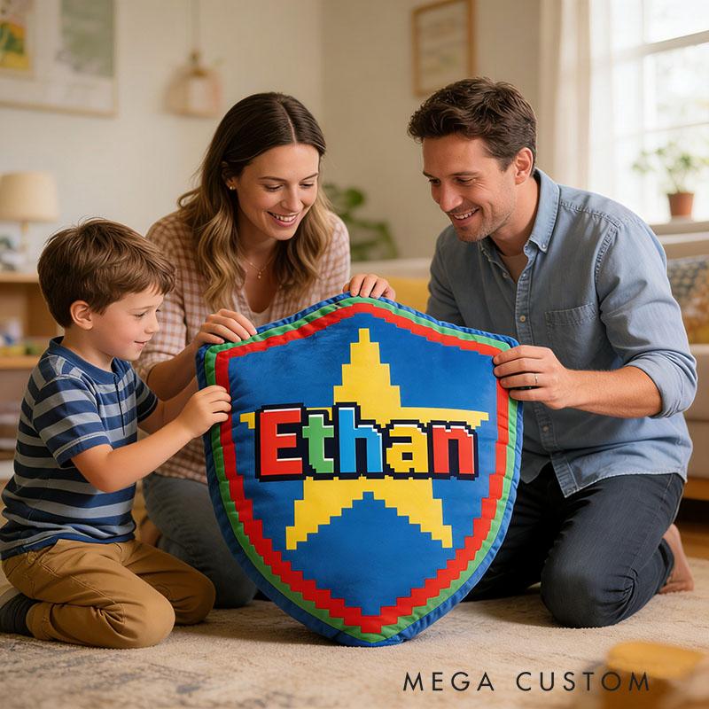 Personalized Game Shield Shaped Pillow for Game Lovers Plush Pillow Christmas Birthday Party Gift for Kids