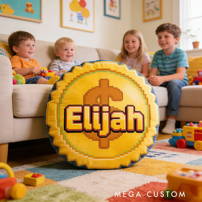 Personalized Game Coins Shaped Pillow for Game Lovers Plush Pillow Christmas Birthday Party Gift for Kids