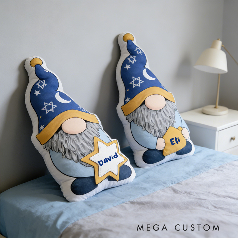 Personalized Hanukkah Gnome with Dreidel and Star of David Pillow Religious Home Decor Happy Hanukkah Gift for Jewish Family Gift for Kid