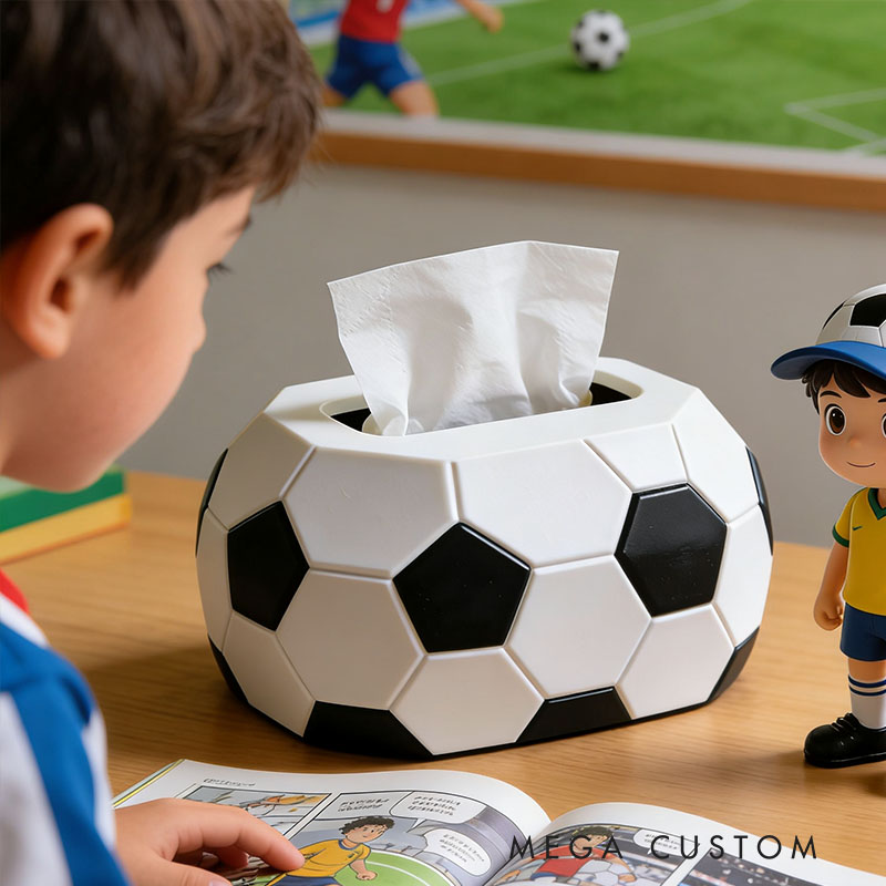 Football Tissue Box Cover 3D Printed Room Decor Cute Tissue Box Cover for Desk Room Kitchen or Bathroom