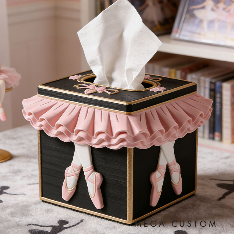 Ballet Tissue Box Cover 3D Printed Room Decor Cute Tissue Box Cover for Desk Room Kitchen or Bathroom