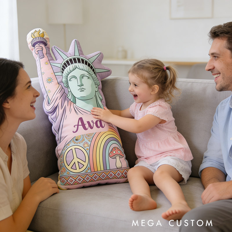 Personalized Statue of Liberty Shaped Pillow Exquisite Hippie Style Customized Name Pillow Perfect for Christmas Birthday Parties for Her for Kids