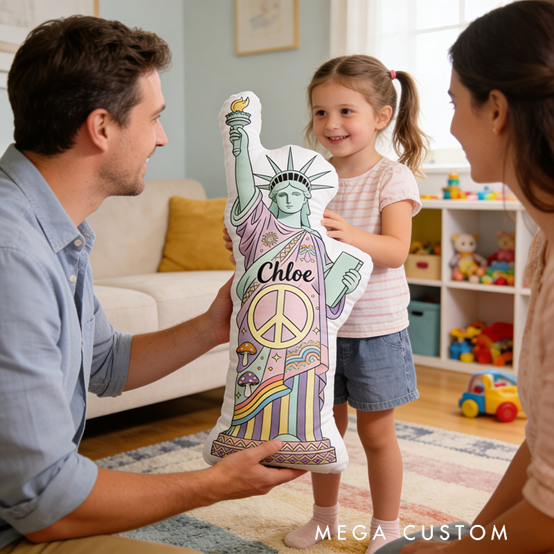 Personalized Statue of Liberty Shaped Pillow Exquisite Hippie Style Customized Name Pillow Perfect for Christmas Birthday Holiday for Her for Kids