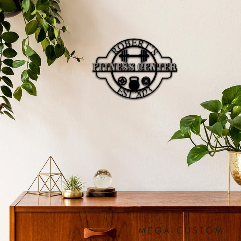 Personalized Gym Metal Sign Powerlifting Sport Metal Wall Art Gym Name Signs Cross Fit Sign Fitness Home Decor Father Day Gift for Gym Lovers