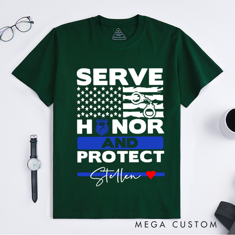 Personalized Police Serve Honor and Protect Design Gift for Police Officer T-Shirt