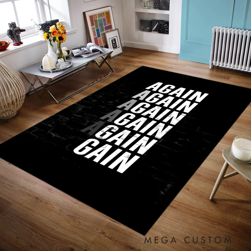 Personalized Gain Sports Rug Gym Design Rug Aesthetic Carpet Birthday Gift Fitness Rug Home Decor Washable Non Slip Doormat Gym Rug for Gym Lovers