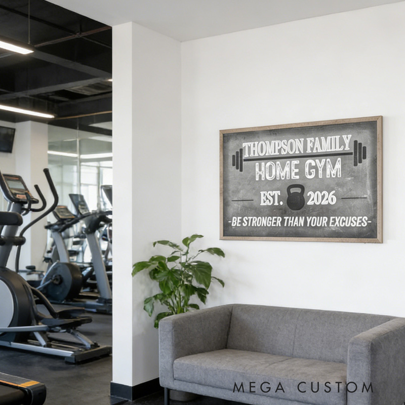 Personalized Gym Portrait Home Gym Sign Home Gym Decor Inspirational Workout Room Wall Art for Gym Lovers