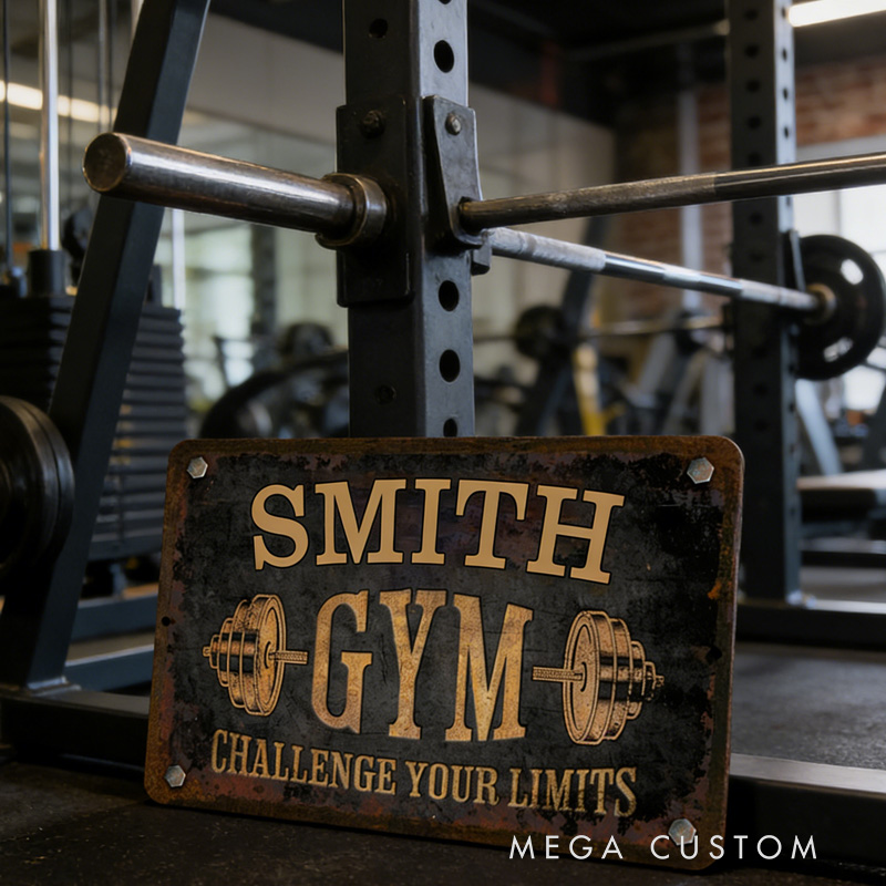 Personalized Home Gym Sign Metal Wall Door Signage Fitness Room Decor Vintage Retro Tin Plaque for Gym Lovers