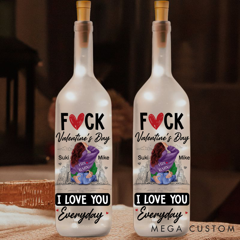 Personalized F*cking Valentine's Day Bottle Light Love You Every Day  Bottle Night Lamp Couple Valentine's Gift Light Gift for Husband Wife