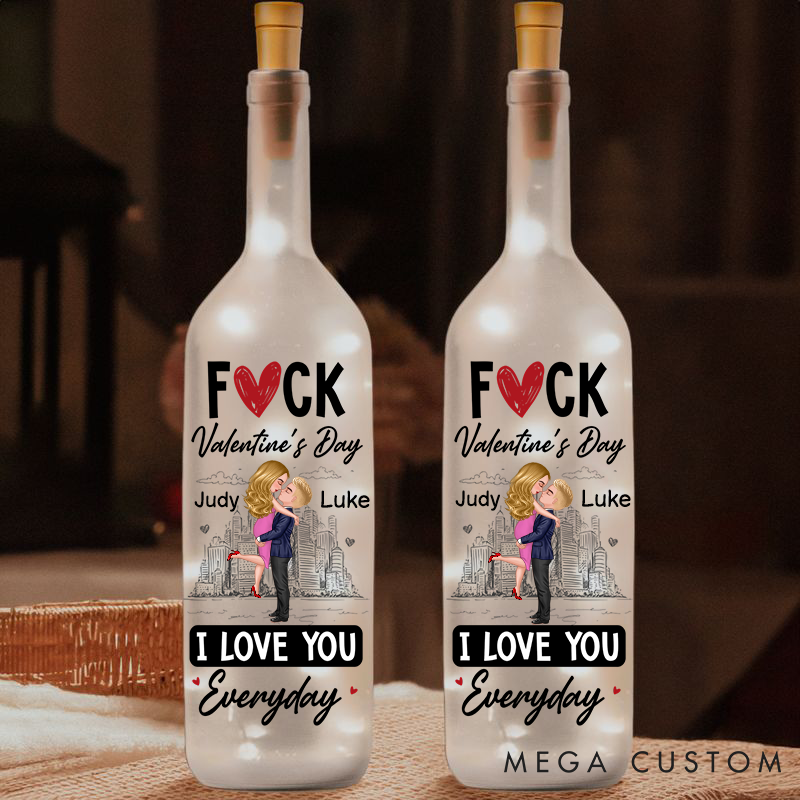 Personalized Couple Valentine's Bottle Light Custom F*cking Valentine's Day Bottle Light Couple Valentine's Gift Love Words Night Bottle Lamp