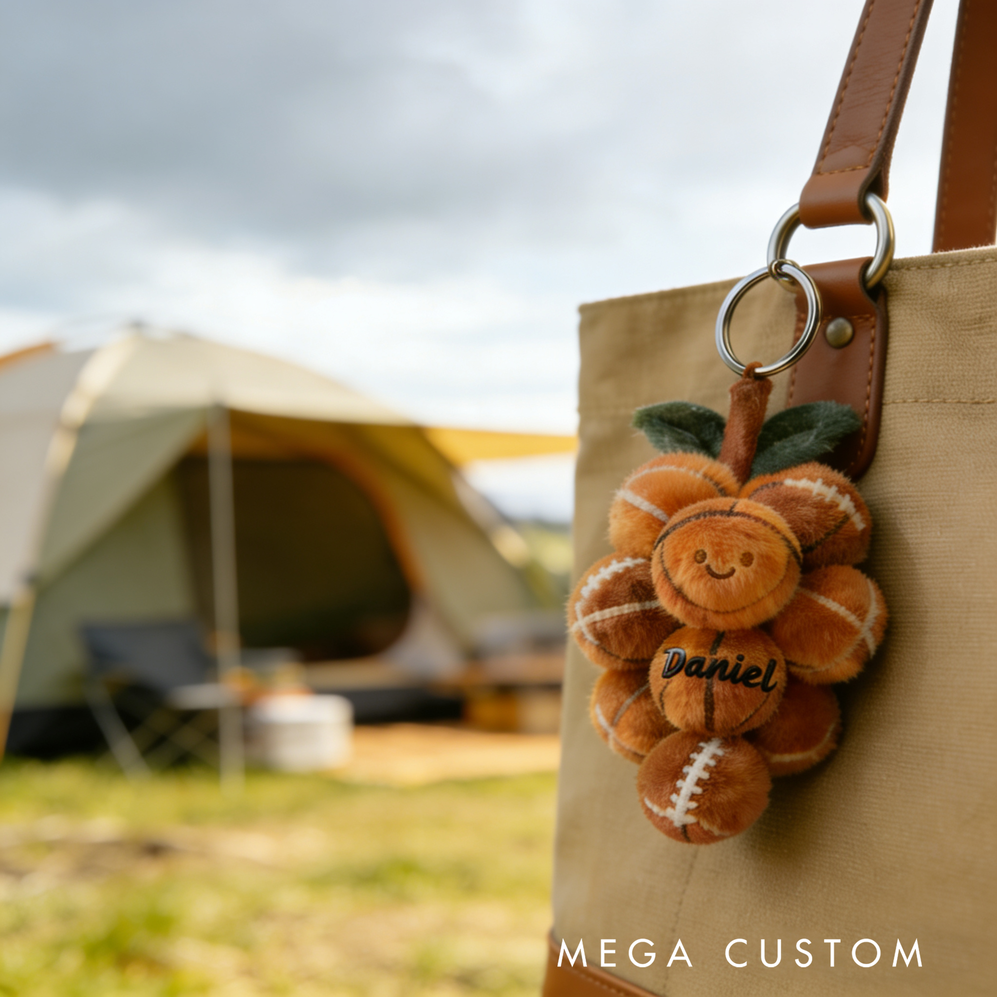 Personalized Plush Football Keychain with Custom Name for Sports Fans