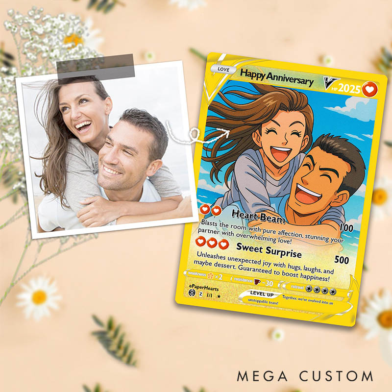 Personalized Couple Photo Anniversary Card Custom Name and Text Valentines Day Card Wedding Married Card for Him Her Gift for Boyfriend Husband