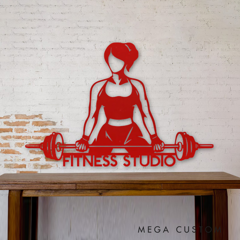 Personalized Metal Gym Sign Powerlifting Sport Metal Wall Art Gym Name Signs Custom Studio Sign Fitness Motivation Workout Inspiration Gift for Gym Lovers